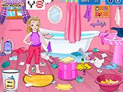 小女孩浴室清潔
