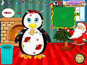 凌亂的企鵝聖誕化妝
